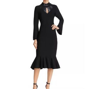 NIC+ZOE Black Long Sleeve Dress with Flared Hem